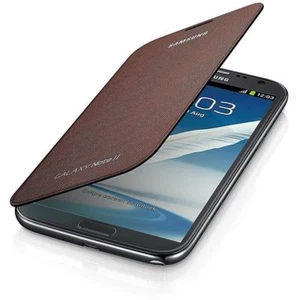 Samsung Flip Custodia Cover Premium per Galaxy Note 2 N7100 - Ambra Marrone - Foto 1 di 3