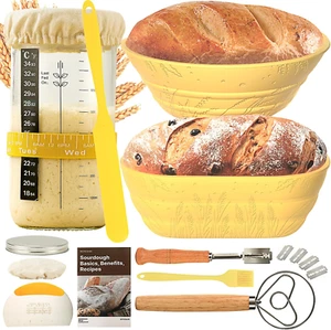 Sourdough Starter Kit 34 OZ with 2 Bread Proofing Baskets - Picture 1 of 12