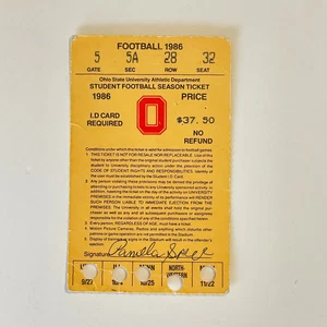 1986 Ohio State University College Football Student Season Ticket Pass - Bild 1 von 2