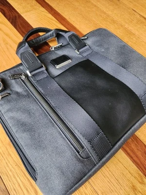 Tumi Charcoal Gray Business Computer Bag Alpha Bravo Andrews Slim Brief Case - Image 1 of 4