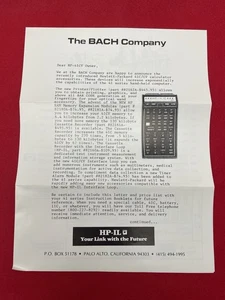 VINTAGE HEWLETT PACKARD CALCULATOR BROCHURE MAILER BACH COMPANY HP-IL PALO ALTO - Picture 1 of 4