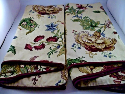 2 cenefas de jardín WAVERLY festoneadas forradas florales crema rojo verde azul 80X22 Foto 1 de 4