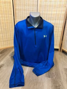 Under Armour Men's LS Long Sleeves Jacket Blue 2XL Loose Coldgear Zipper  (H765) - Picture 1 of 13