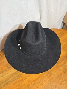 Resistol Self Conforming 2X Wool Long Oval Size 7 Black Cowboy Hat Vintage - Picture 1 of 10
