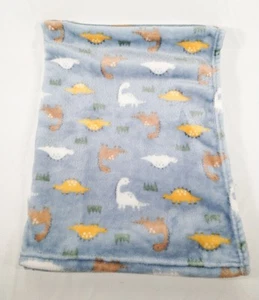 CJP Soft Blue Fleece Baby Blanket Lovey Dinosaurs 30x40 - Picture 1 of 4
