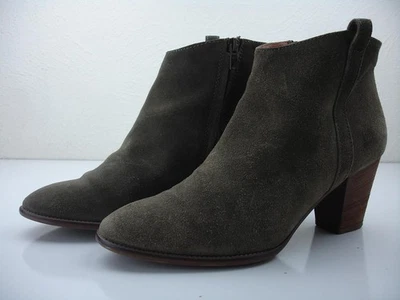 Mujer 10 M Madewell The Billie Botas Tobillo Cremallera Lateral Verde Oliva Gamuza Cuero Foto 1 de 4