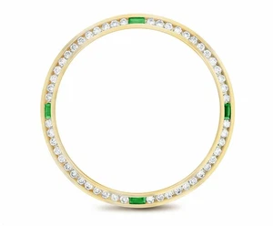 JUEGO DE CANALES DE 1,30 QUILATES BISEL DIAMANTE NATURAL AJUSTE 18KY ROLEX DATEJUST CON ESMERALDA - Imagen 1 de 7