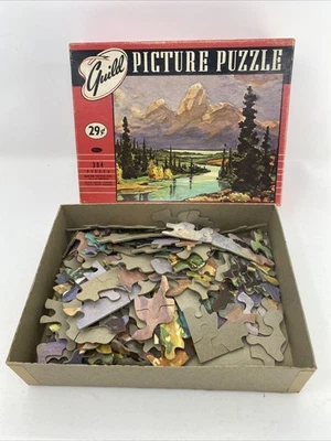 Guild Picture Puzzle "Golden West" 304 pieces Vintage Mountain Scene Lake Trees - Image 1 of 4