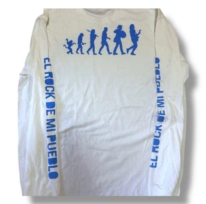 Camisa Manga Larga El Rock De Mi Pueblo - Blanco y Azul (Espalda) Evolution Of Man - Imagen 1 de 4