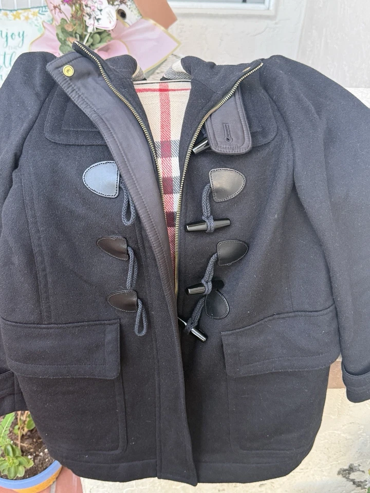 Burberry Brit Women’s Wool Hooded Black Coat. - Image 1 of 4