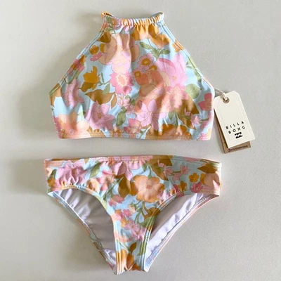 NEW Billabong Girls “Blown Away” swimsuit in pink/blue -Size 12 - Image 1 of 4
