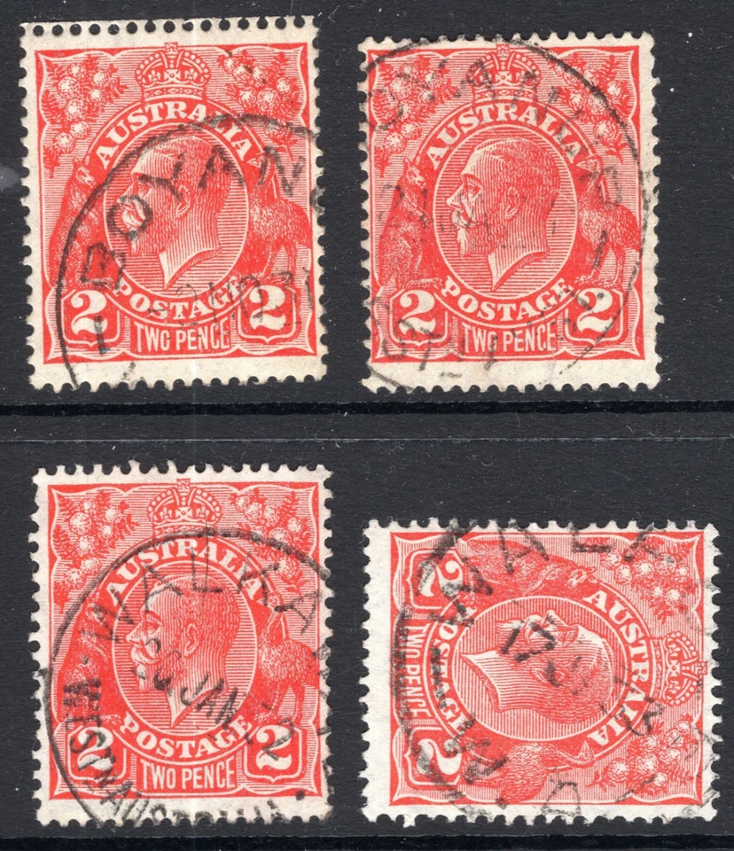 Australia KGV 2d Red BOYANU WALPOLE WALKAWAYS  Town CDS - Image 1 of 1