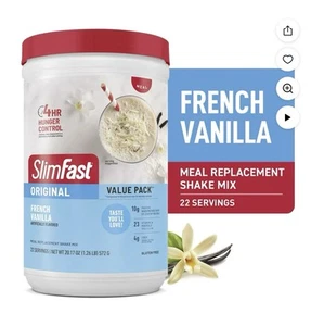 SlimFast Original Meal Replacement Shake Mix French Vanilla, 22 Servings - Picture 1 of 5