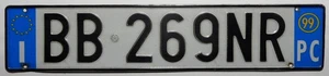 Nummernschild Europa Italien/Euroschild, PC = Piacenza, hinteres Schild. 1999. - Bild 1 von 1