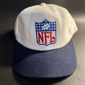 VINTAGE NFL Shield Logo Hat Cap Snap Back White Blue Bill STARTER Football 90’s - Picture 1 of 8