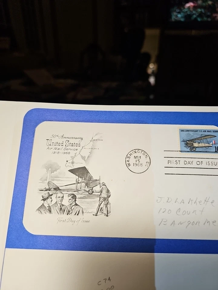 SERVICIO DE CORREO 50 ANIVERSARIO EE. UU. C74 DE 1918 Foto 1 de 4