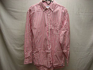 Camisa de vestir para hombre Old Navy L grande roja blanca rosa a rayas con botones 100 % algodón - Imagen 1 de 3