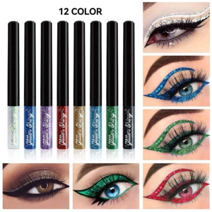 12 Color Glitter Eyeshadow Lip EyeLiner Eye Shadow Pencil Shimmer Pen Makeup ц - Picture 1 of 25