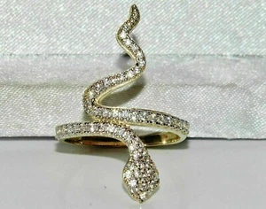 Simulierter Diamant Schlange Ehering 14k gelb vergoldet versilbert - Bild 1 von 5