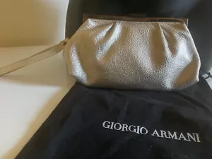 Giorgio Armani Gold Clutch Bag with detachable wrist strap in leather + dust bag - Picture 1 of 10