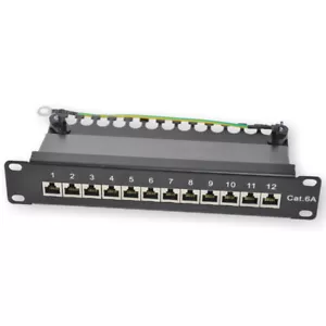 KOSCOM CONNECT Patchpanel Cat 6A 12-Port für 10 Zoll Schränke schwarz - Bild 1 von 4