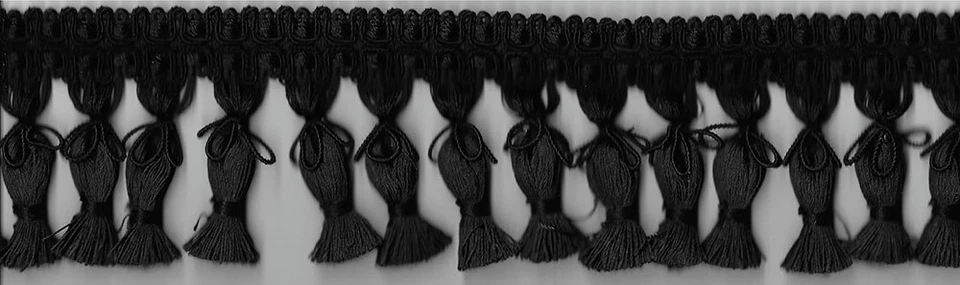 Borla atada negra de 3" ribete de tela 5 yardas Foto 1 de 1