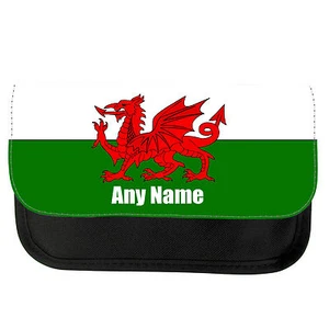 PERSONALISIERTE FEDERMÄPPCHEN/SCHMINKTASCHE WALISISCHER FLAGGE DRUCK MÄDCHEN JUNGEN GEBURTSTAG WEIHNACHTEN - Bild 1 von 4