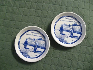 Spode Mementos Vintage Golf Golfing Golfer Coasters (2) - Made In England Dish - Picture 1 of 8