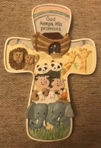 Abby Press Noah’s Ark “God Keeps His Promises” Wall Hanging 8 1/2 X 5 3/4 Inches - Picture 1 of 3