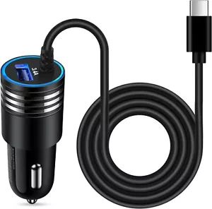 USB-C Car Charger 3.4A Adapter with 3Ft Type C Cable for Samsung Galaxy A16 5G - Picture 1 of 6