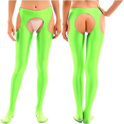 Lencería para mujeres pantimedias sin entrepierna medias transparentes brillantes elásticas medias Foto 1 de 4