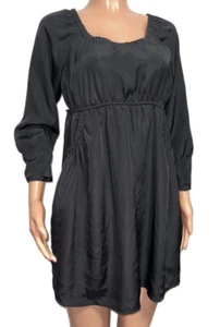 Y2K Black Polyester Drawstring Cover-up Mini Dress S Tunic Top Gothic Witch - Picture 1 of 3