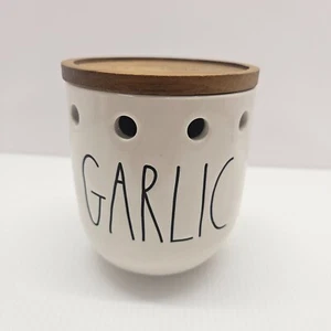 Cantina aglio in ceramica Rae Dunn con coperchio in legno di Magenta Collezione Artigianale - Foto 1 di 9