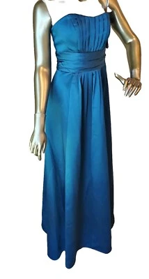 Davids Bridal Prom, Formal Strapless Dress Size 2 Turquoise Satin Long Gown NWT - Image 1 of 4