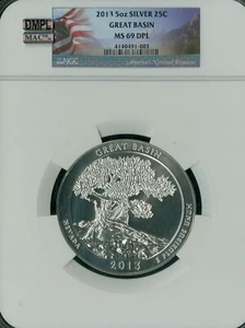 2013 GREAT BASIN QUARTER 5 OZ NGC MS69 DPL DMPL FINEST MAC SPOTLESS POP 90 * - Picture 1 of 5