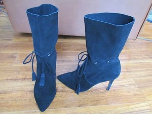 NEW FRENCH CONNECTION Rowdy Black Suede Bootie Boots Heels WOMENS 8 BLACK $175 - Picture 1 of 5