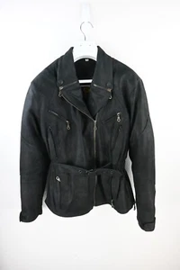 Heavy duty genuine leather women's motorbike jacket in black size UK16 - Picture 1 of 20