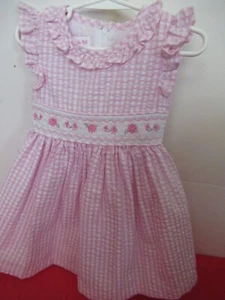 P30 Girls Size 24 Months Smocked by Bonnie Baby Pink and White Dress - Picture 1 of 8