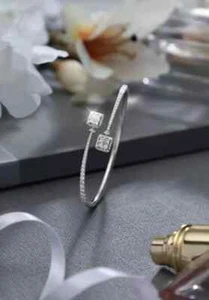 7 Ct Runder Schnitt Simulierter Diamant Armreif 14k Weißgold Beschichtet - Bild 1 von 4