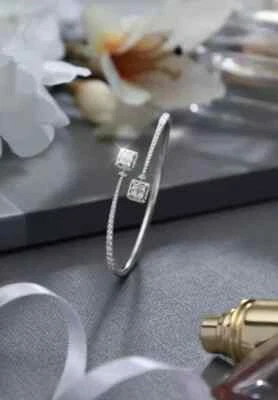 7 Ct Runder Schnitt Simulierter Diamant Armreif 14k Weißgold Beschichtet - Bild 1 von 4