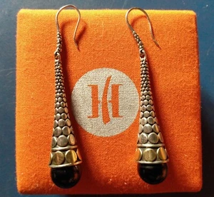 John Hardy Sterling Silver &18K Black Onyx Dot Drop Earrings - Picture 1 of 3