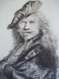  Amand-Durand Rembrandt Copper Plate Block Print Etching Sitting on Stone Sill - Picture 1 of 12