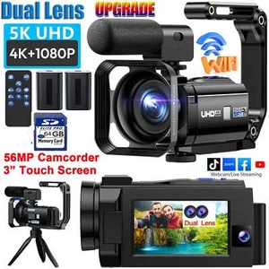 5K Video Camera Camcorder Dual Lens 56MP Digital Camera 16X Zoom with Mic,Remote - Picture 1 of 12