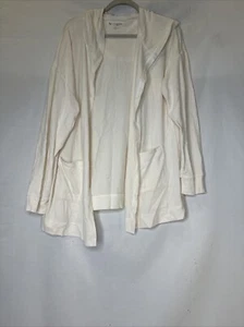 Koolaburra by UGG Marshmallow Jersey Cardigan mit Kapuze weiß LG weiche Jacke Tasche - Bild 1 von 9