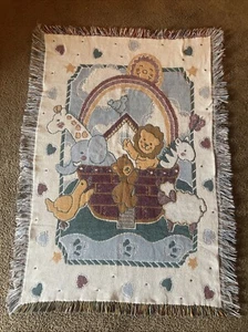 Vintage American Weavers Arche Noah Wandteppich afghanische Decke ca. 34" x 47" - Bild 1 von 22