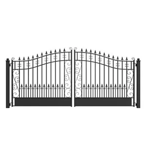 ALEKO Garden Yard Steel Dual Driveway Black Gate 14 ft Venice Style - Picture 1 of 14