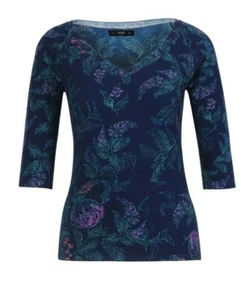 IVKO Pullover Floral Blumen-Muster geblümt blau marine Viskose 221530 NEU - Picture 1 of 3