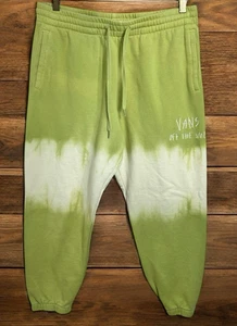 Vans Off The Wall Jogginghose Gr. M grün weiß Batik dick Fleece Sweatpants locker - Bild 1 von 9