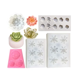 Chinese Style Lotus Flower Silicone Fondant Mold Clay,Candle Mold Flower,Leaf - Picture 1 of 14