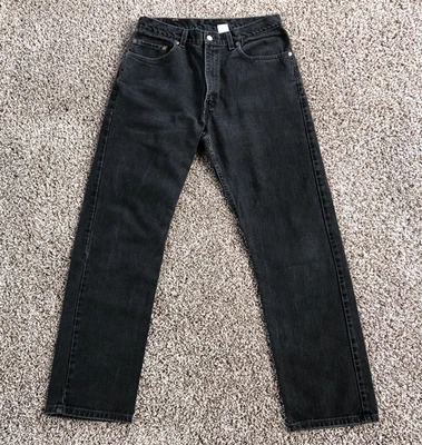 Vintage Levis 505 Jeans Size 34x32 Black Faded Straight Leg Regular Fit USA Made - Image 1 of 4